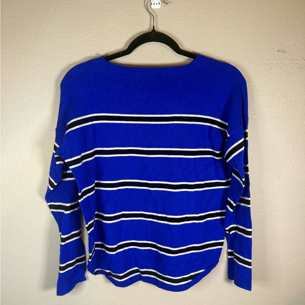 Express Royal Blue and White Striped Sweater - Picture 4 of 5